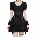 Gothic Lolita Ruffle Lace-Up Dress - AltBrat
