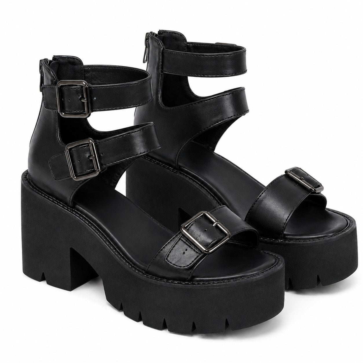 Brand Cool Leisure Platform Chunky Heels Gladiator Gothic Girls Women - AltBrat