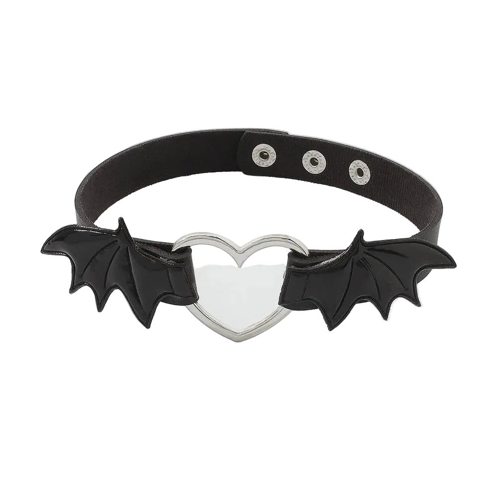 Punk Cute Sweet Cool Angel Wing Heart Leather Choker Necklace For Women INS Hot Girl Choker Necklace Party Jewelry Gift - AltBrat