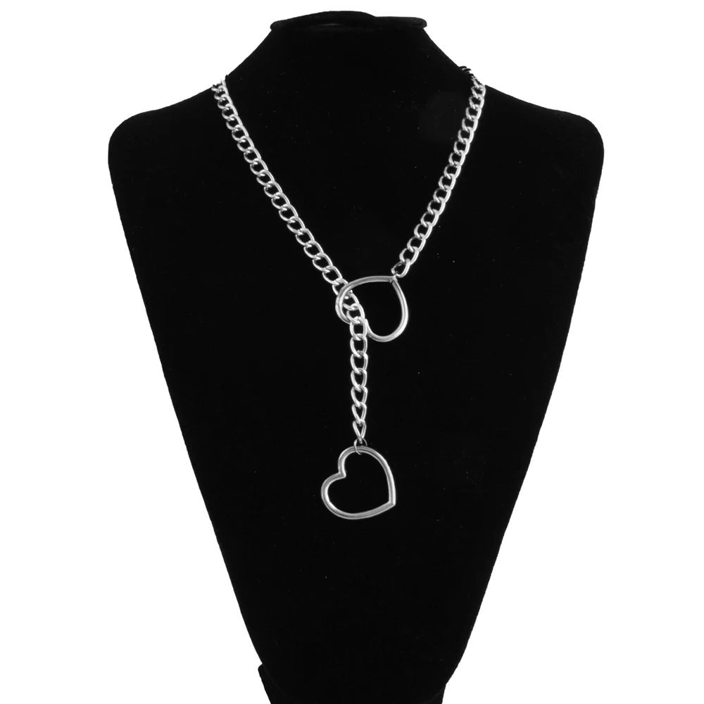 Heart Slip Chain Necklace For Women Fashion Punk Rock Goth Choker Jewelry Accessories - AltBrat