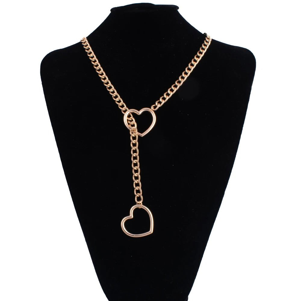 Heart Slip Chain Necklace For Women Fashion Punk Rock Goth Choker Jewelry Accessories - AltBrat