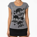 Skull, Crossbones & Stars Print Cap Sleeve Tee - AltBrat
