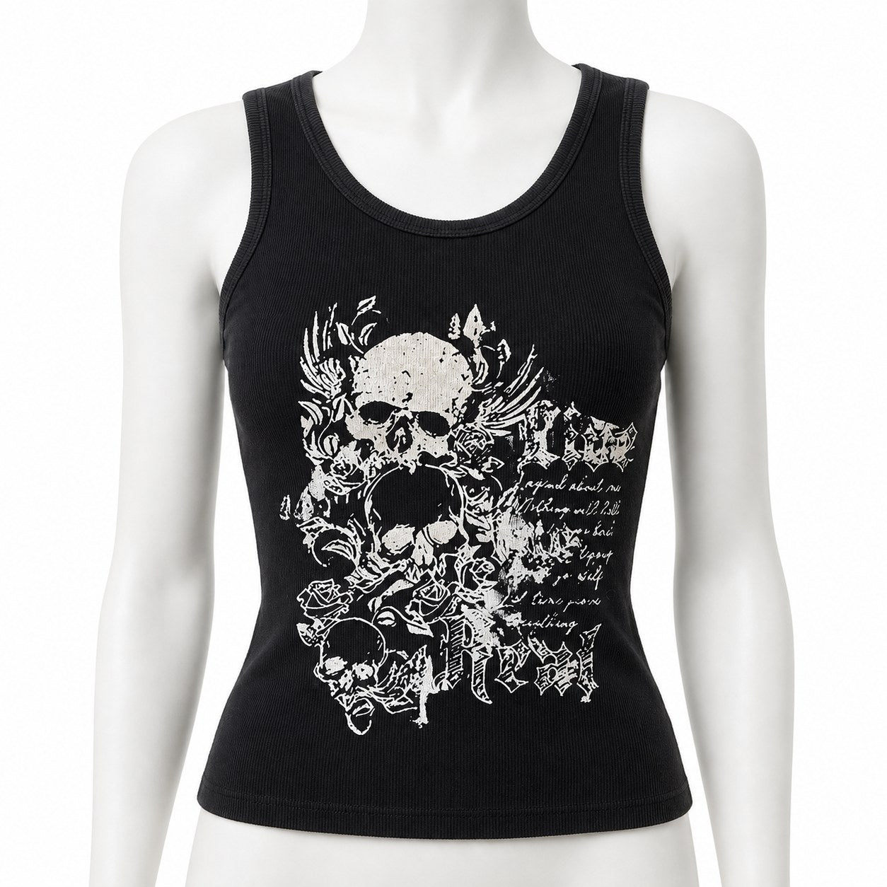 Skull & Wings Print Y2K Grunge Tank Top - AltBrat