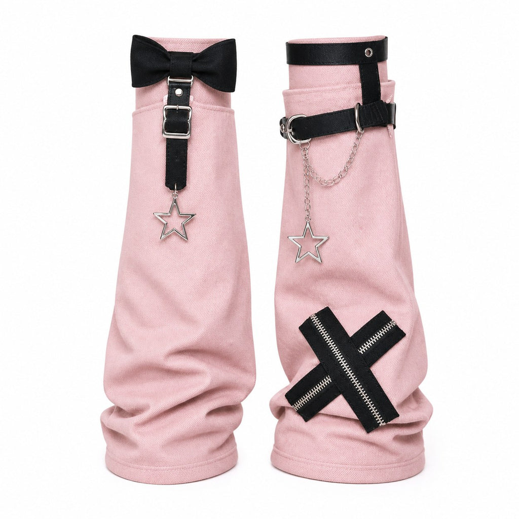 Bow Buckle Flare Leg Warmers with Star Charm - AltBrat