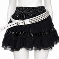White Pyramid Stud Punk Belt with Grommets - AltBrat