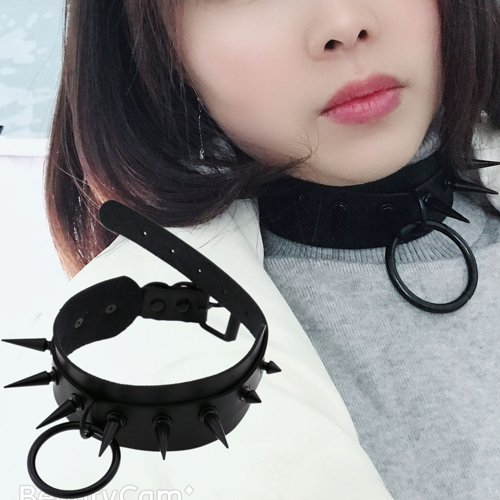 Studded Faux Leather Collar - Necklaces & Chokers detail view 5 | Cute Splikes