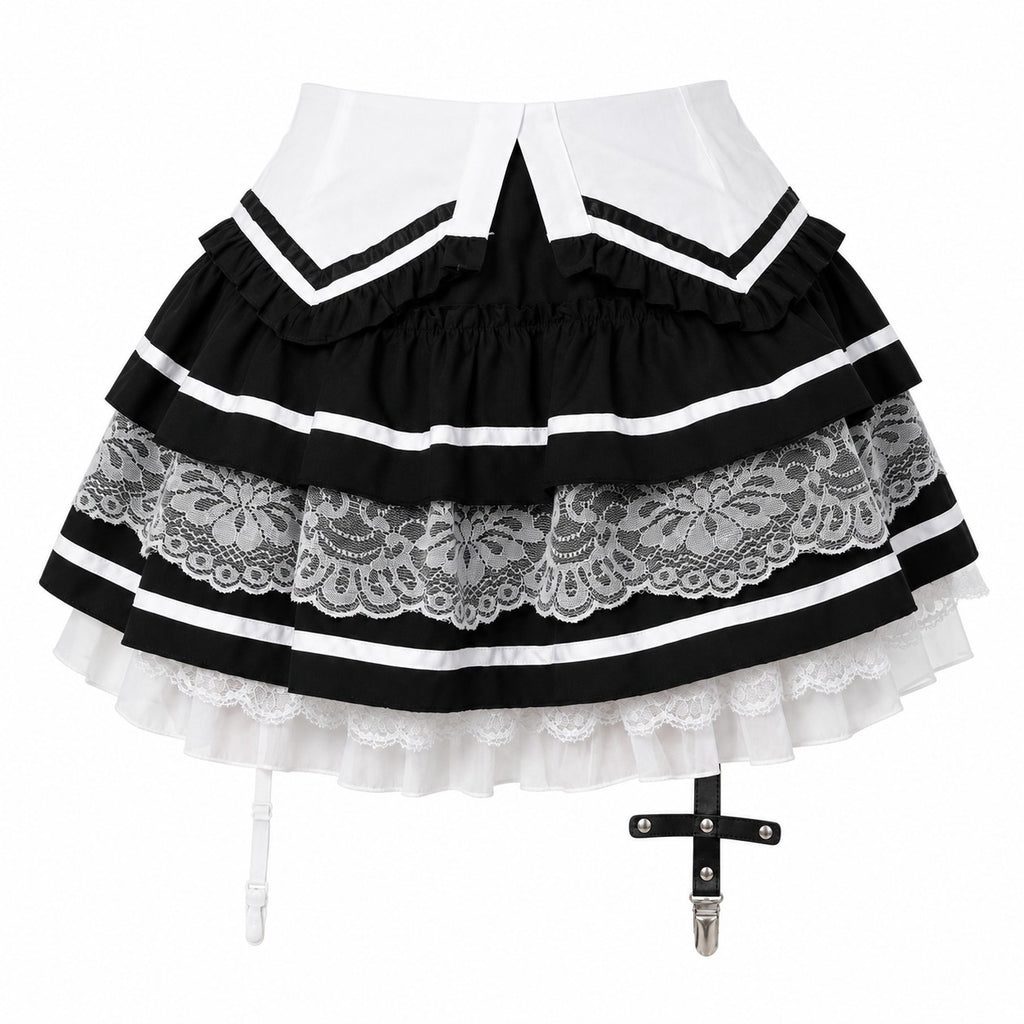 Striped Lace Tiered Cake Skirt product - AltBrat