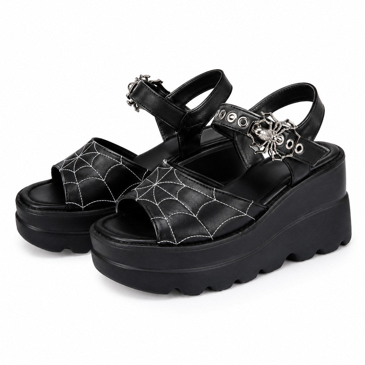 Spider Web Platform Wedge Sandals - AltBrat