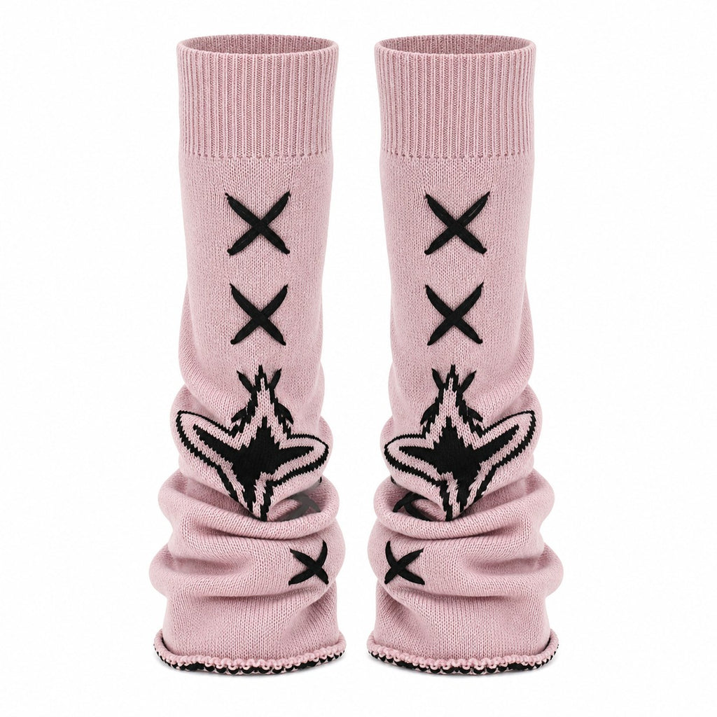 Star Knit Flare Leg Warmers with Bows - AltBrat