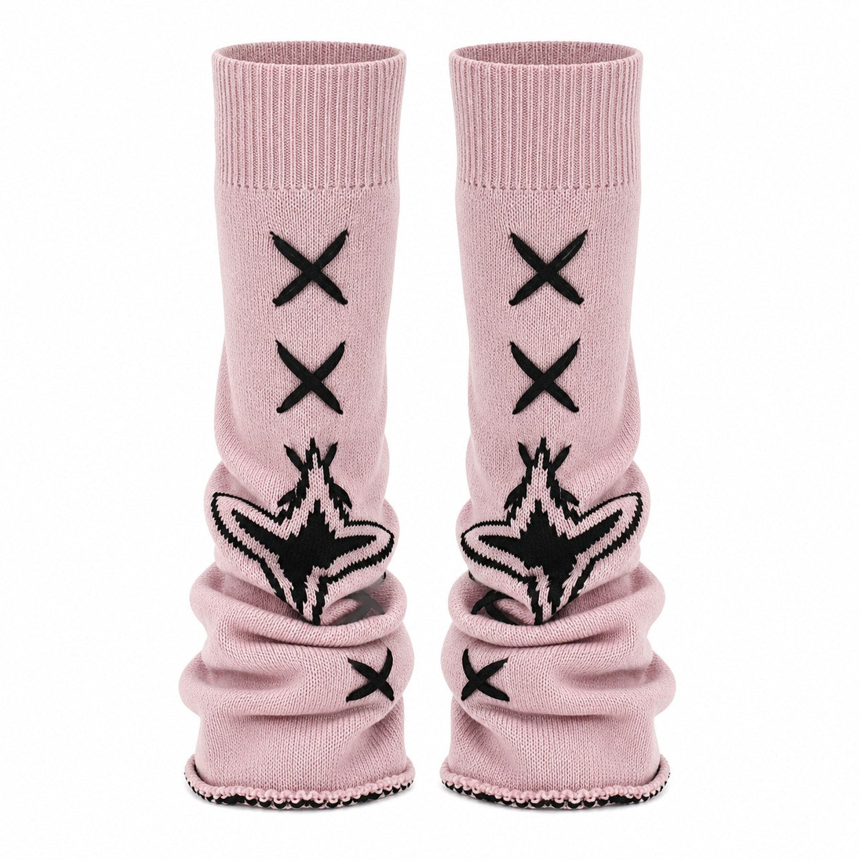 Star Knit Flare Leg Warmers with Bows - AltBrat