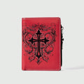 Gothic Red Unisex Wallet, Punk Cross Pattern Design, Zipper Coin Purse & Fashion Card Holder for Casual Daily Use - AltBrat