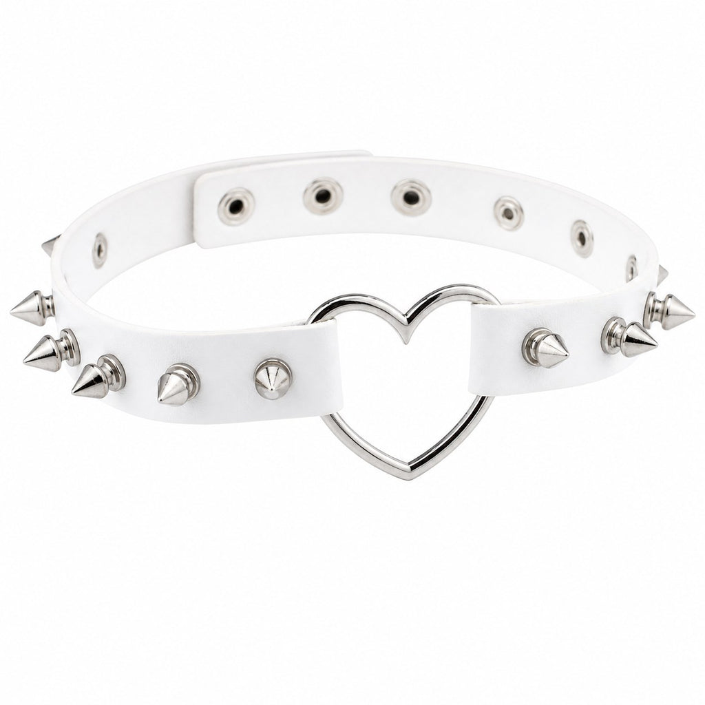 Unusual Necklace White Leather Chokers Vintage Gothic - AltBrat