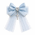 Jirai Kei Lace Bow Hair Clip with Cross Charm - AltBrat