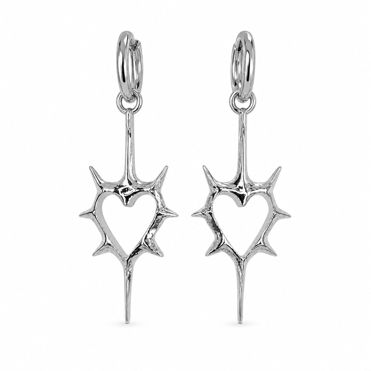 Goth Thorn Heart Earrings Korean Fashion Cross Earrings for Women Punk Charms Earring Grunge Jewelry Hip Hop Vintage Acc