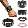 Cool Gothic PU Leather Studded Bracelet Adjustable Punk Goth Cuff Spike Bracelet Gothic Rivet Wristband for Men Women - AltBrat