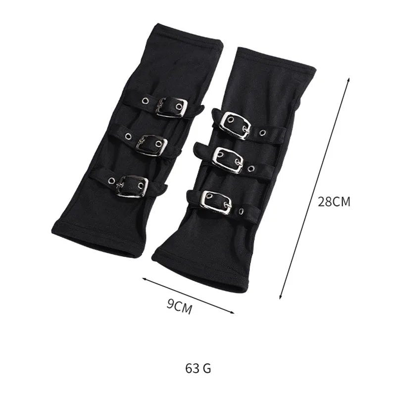 Fashion Personality Buckle Straps Punk Style Women Spandex Fingerless Gloves Lolita Cosplay Stage Performances Street Da - AltBrat