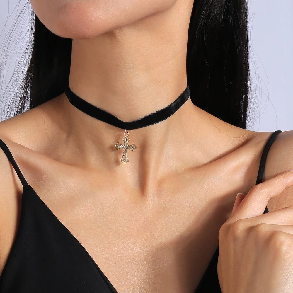 Fashion Black Bowknot Necklace Gothic Heart Lace Velvet Choker Necklaces for Women Girls Party Club Jewelry Gifts - AltBrat