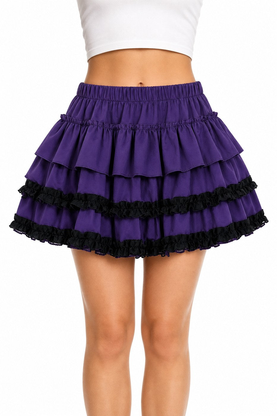 Purple Tiered Ruffle Cake Mini Skirt - AltBrat