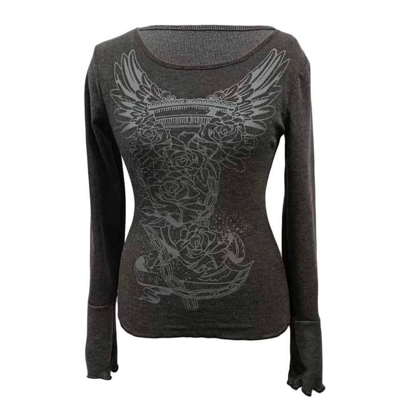 Floral Wings Long Sleeve Top - Tops & Dresses detail view 4 | Cute Splikes
