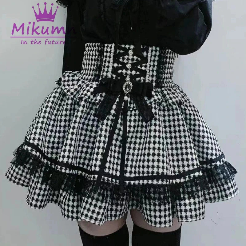 Lace Ruffle Tiered Skirt with Lace-Up Sides