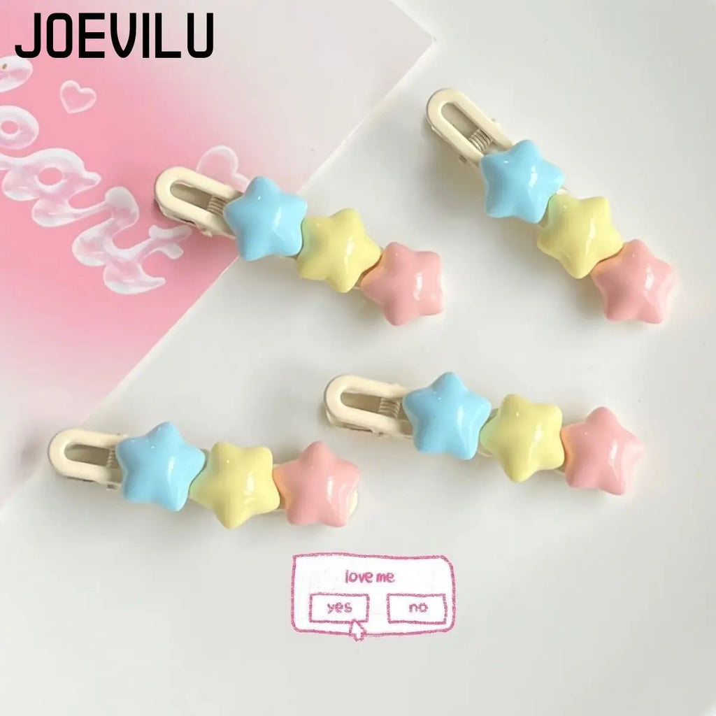 Pastel Star Snap Hair Clips