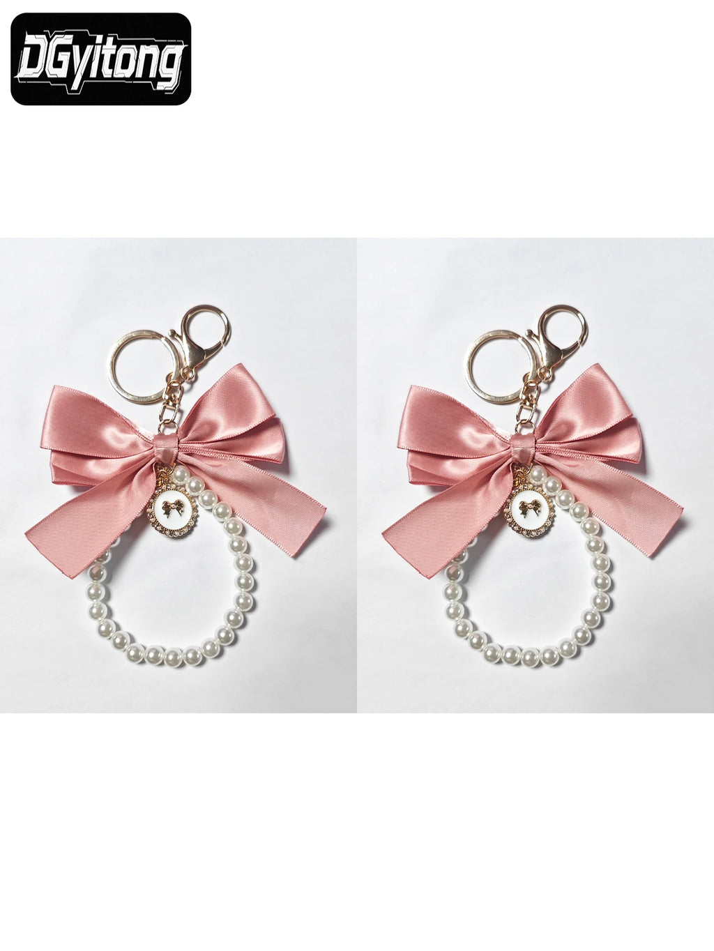 Pearl & Satin Bow Charm Keychain