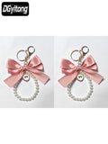 Pearl & Satin Bow Charm Keychain