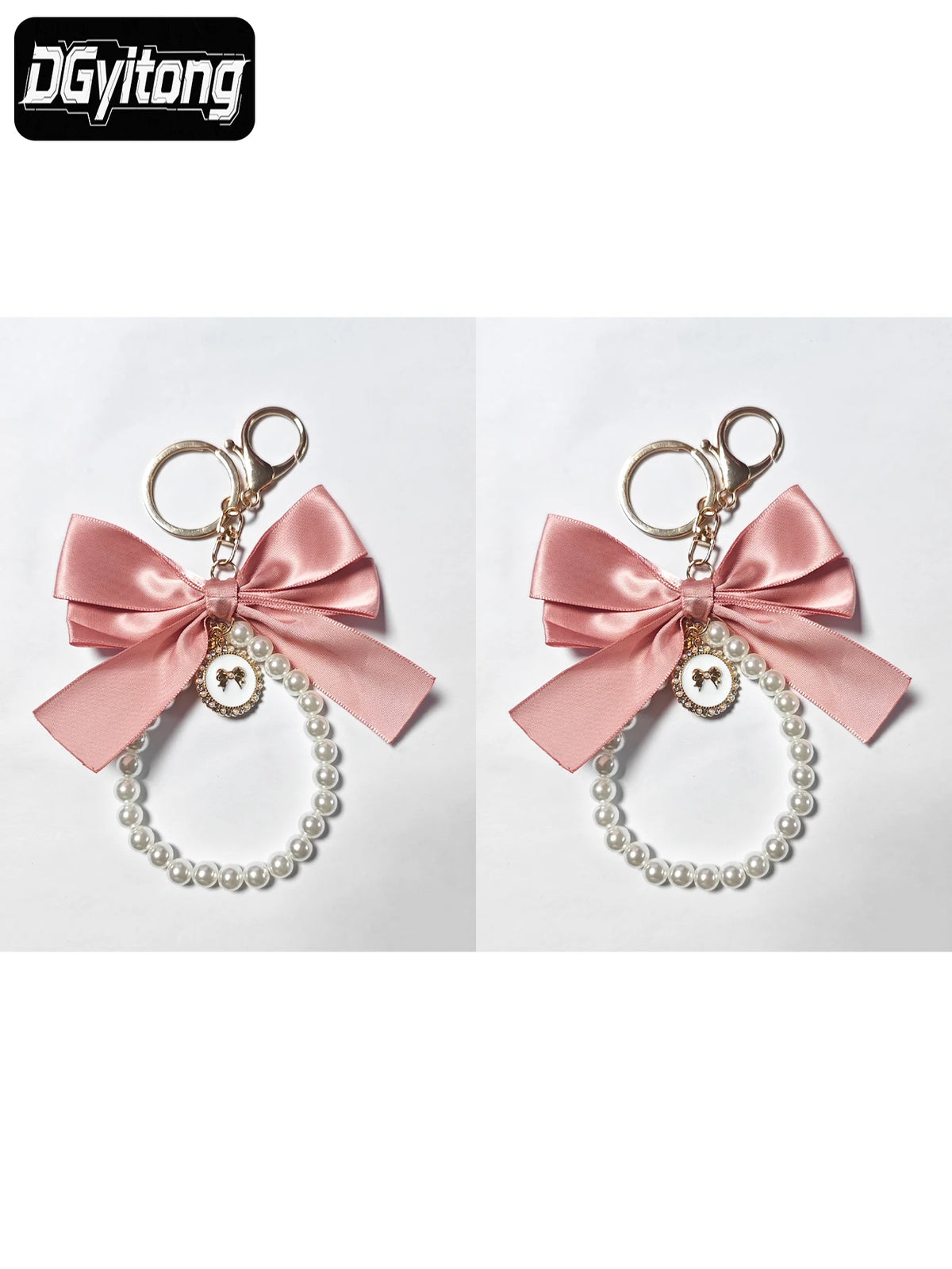 Pearl & Satin Bow Charm Keychain