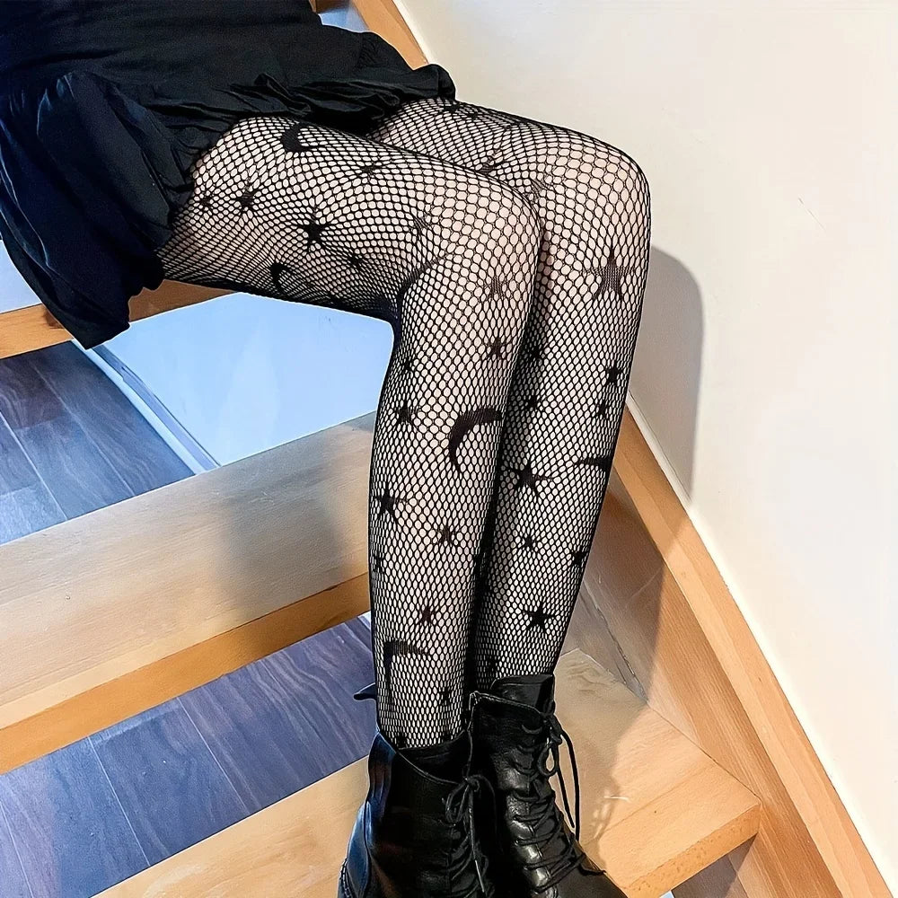 JK Fishnet Tights (White & Black)