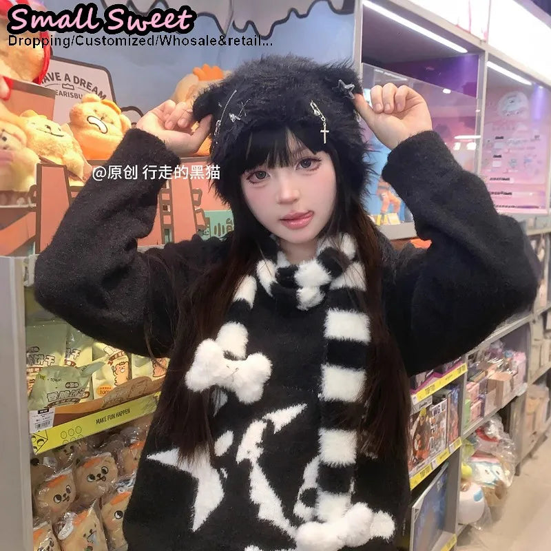 Fuzzy Bear Ear Hat with Pins & Charms