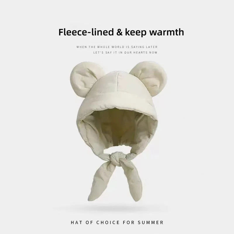 Plush Bear Ear Fleece Beanie