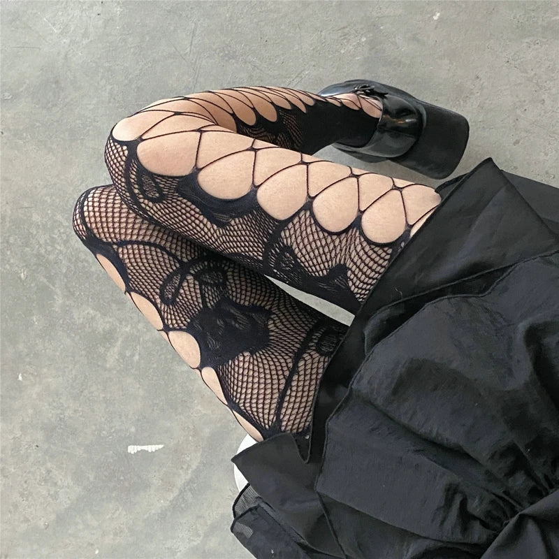 Lace Pattern Fishnet Tights