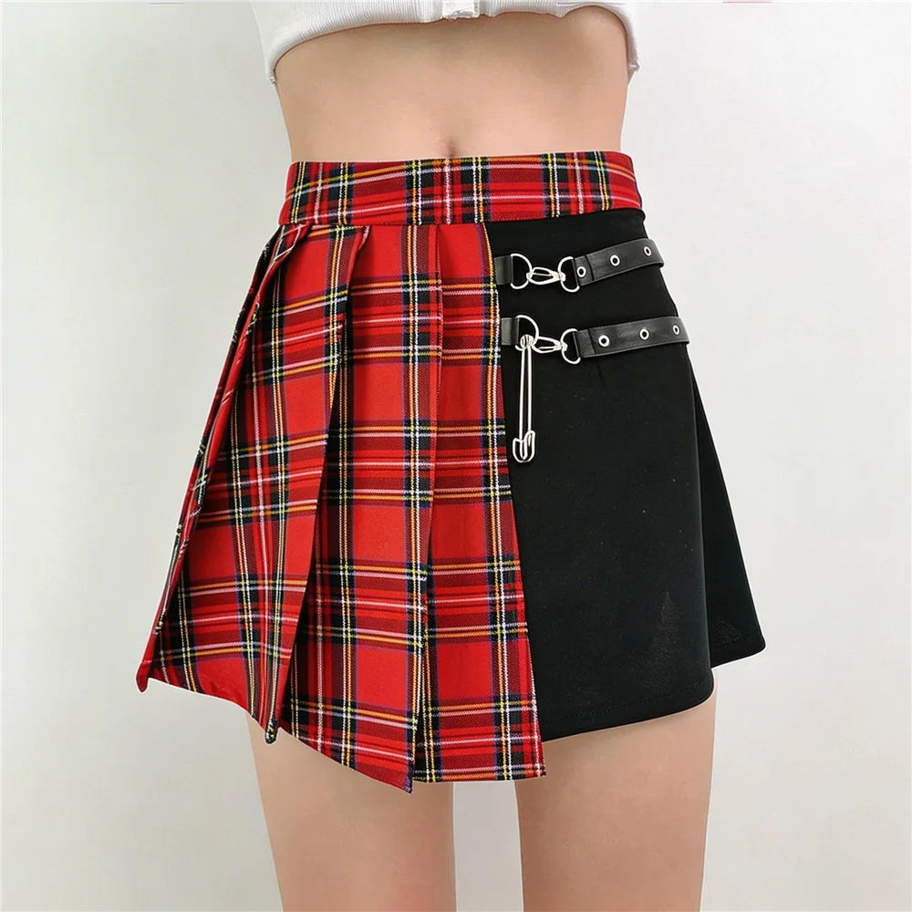 Asymmetrical Plaid Mini Skirt - Skirts detail view 6 | Cute Splikes