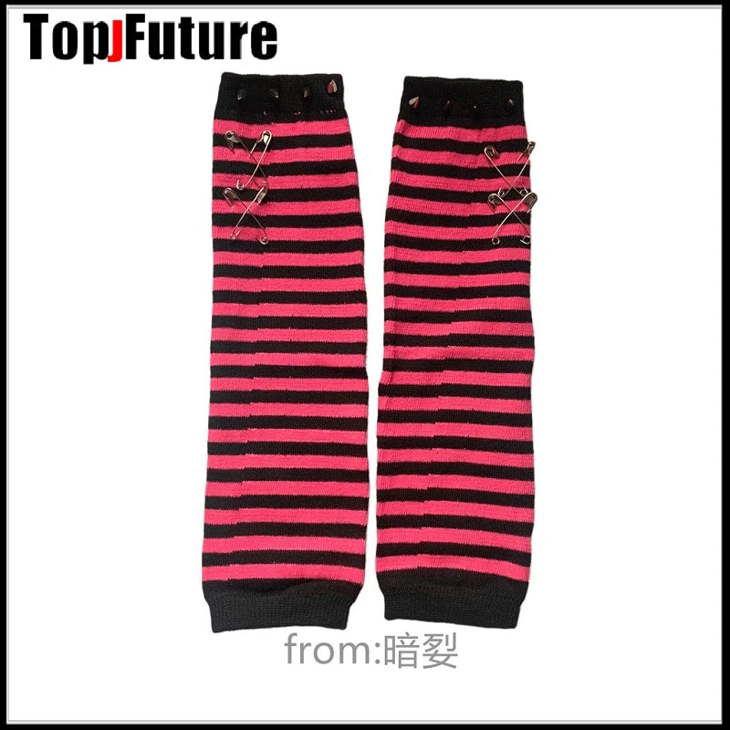 Striped Fingerless Arm Warmers - Gloves & Arm Warmers detail view 4 | Cute Splikes