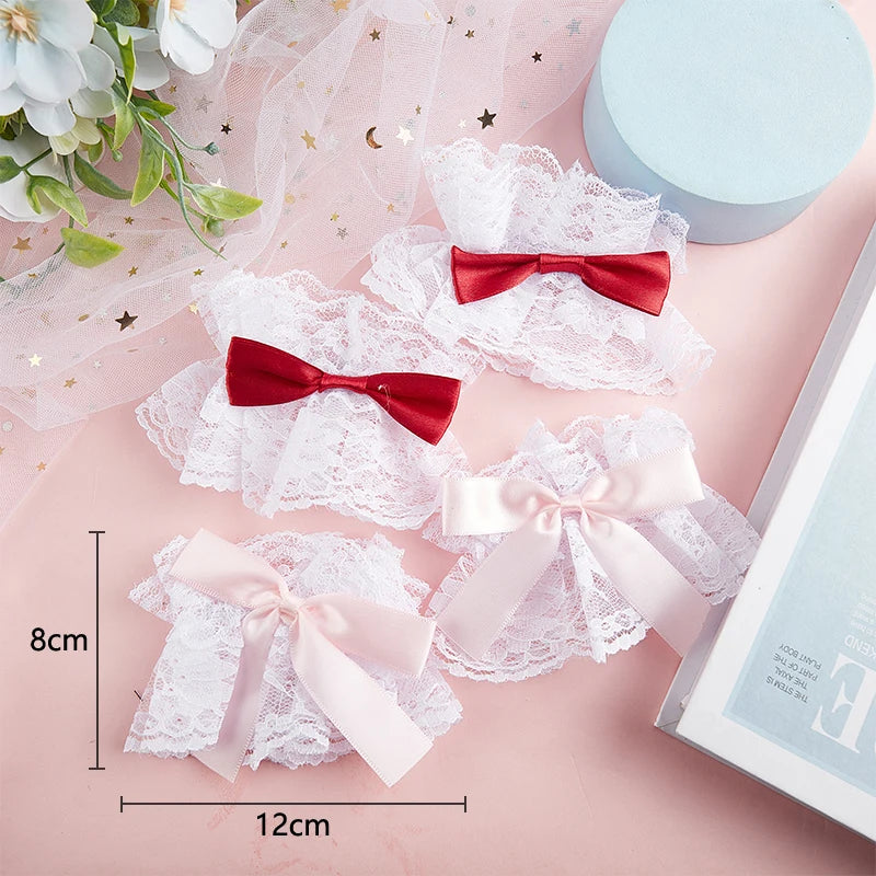 Satin Bow Lace Wrist Cuffs - Gloves & Arm Warmers detail view 4 | Cute Splikes