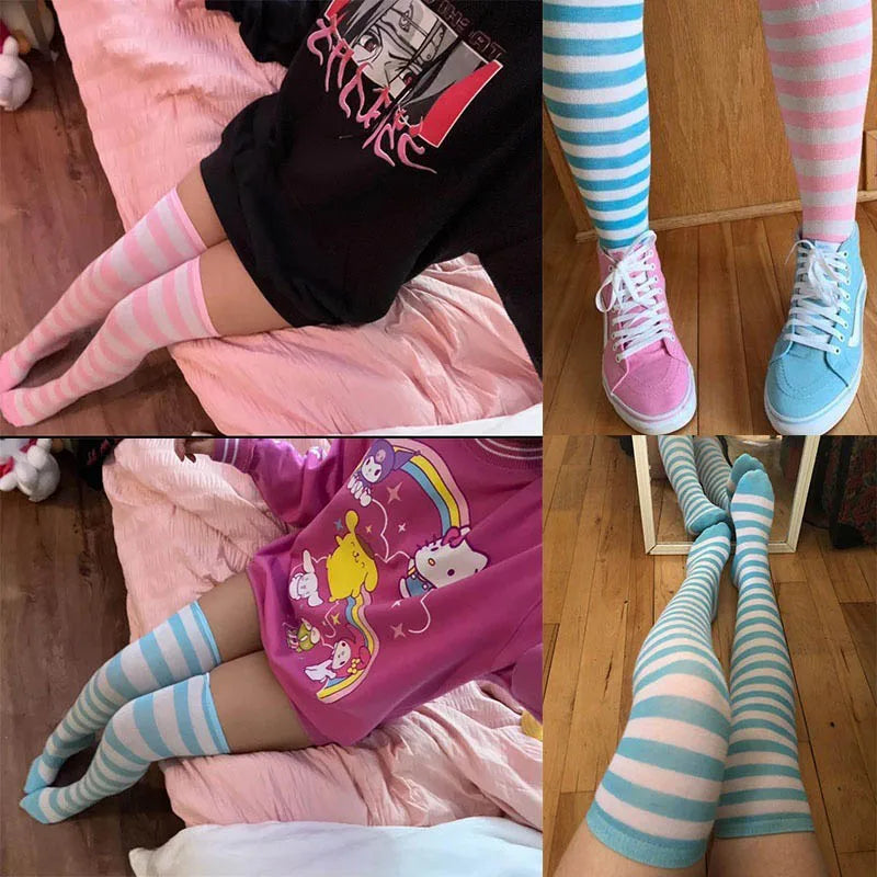 Striped Over-Knee Thigh-High Socks