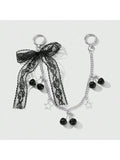 Y2K Cherry Bag Chain with Lace Bow, Heart Charm Metal Purse Strap, Aesthetic Bag Accessory for Women Girls