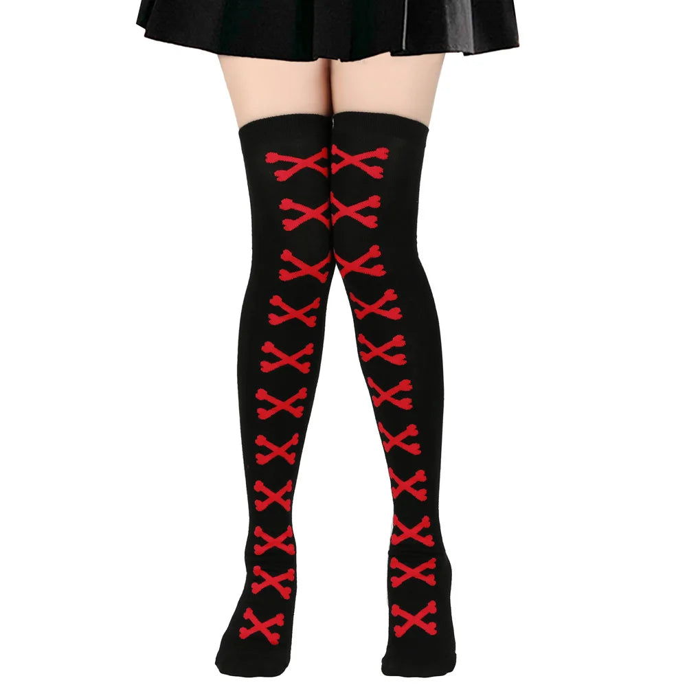 Heart Crossbones Over-Knee Thigh-High Socks