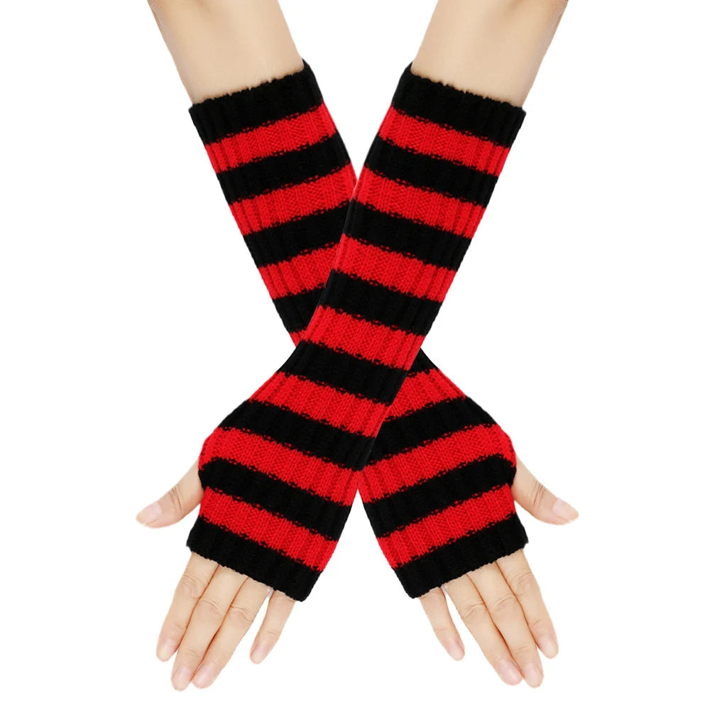 Striped Knit Arm Warmers - Gloves & Arm Warmers detail view 19 | Cute Splikes