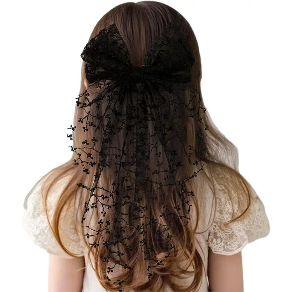 Ivory Lace Bow Hair Clip