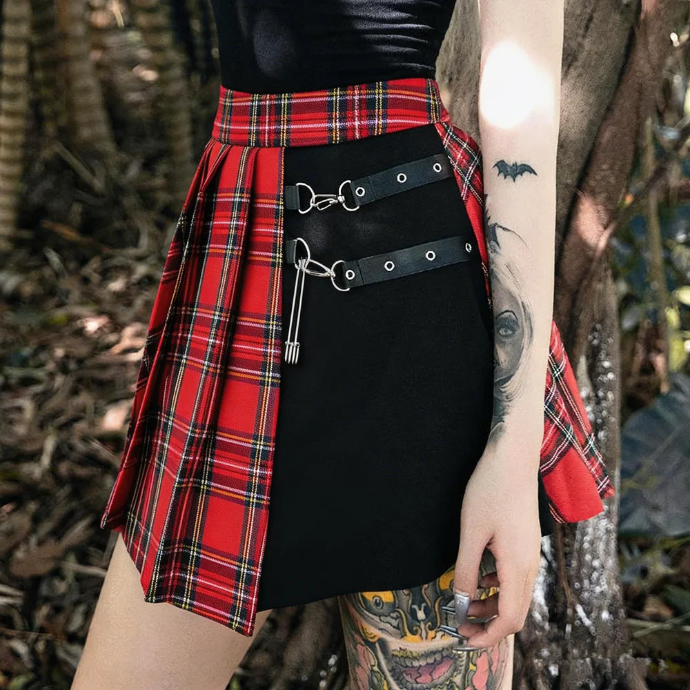 Asymmetrical Plaid Mini Skirt - Skirts detail view 5 | Cute Splikes