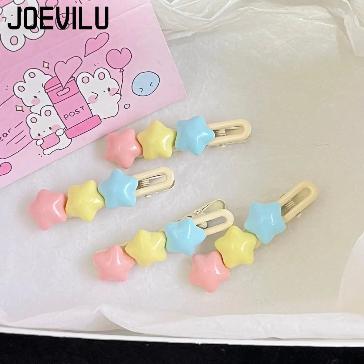 Pastel Star Snap Hair Clips