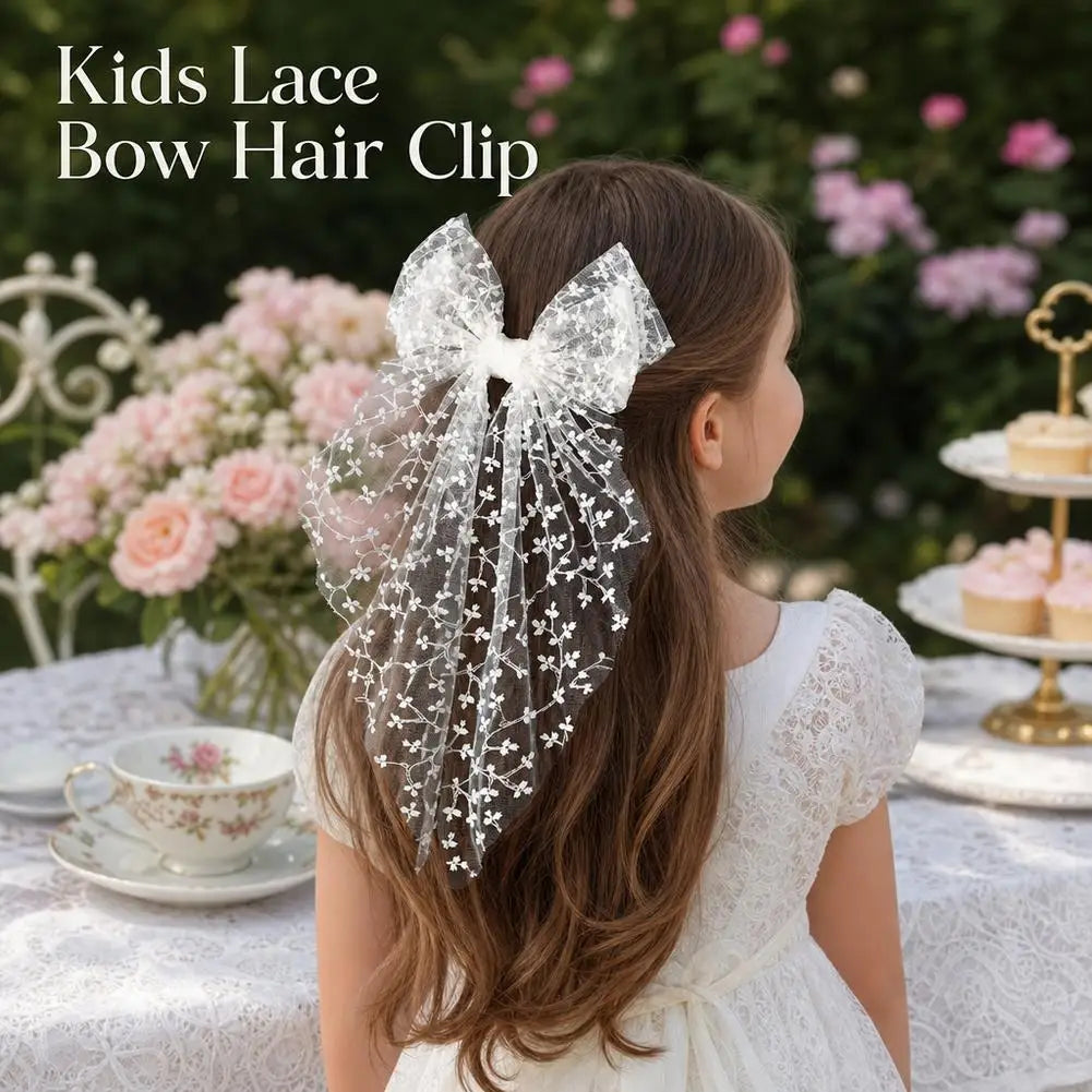 Ivory Lace Bow Hair Clip