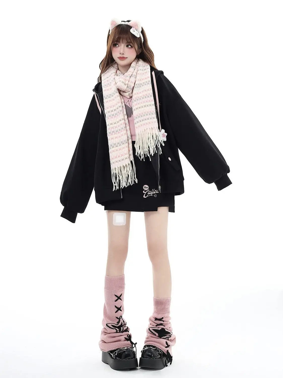 Star Knit Flare Leg Warmers with Bows