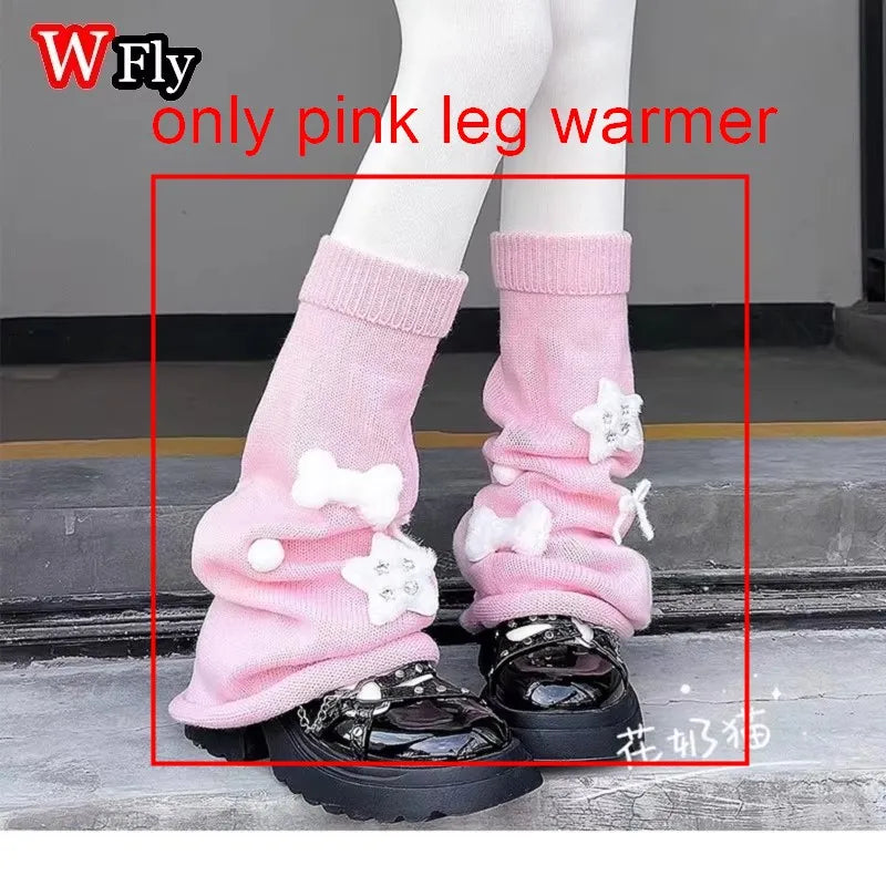 Star Plush Knit Flare Leg Warmers