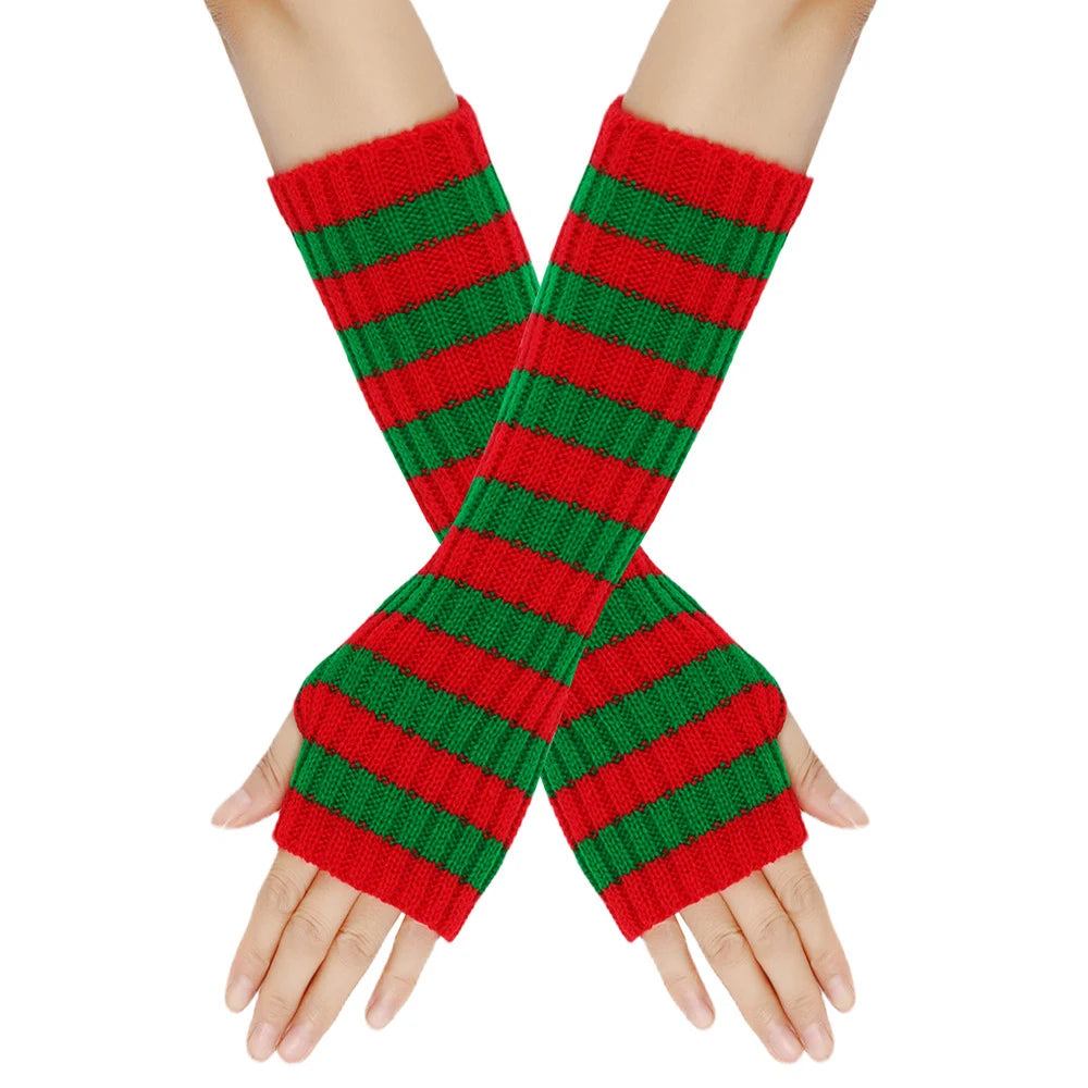 Striped Knit Arm Warmers - Gloves & Arm Warmers detail view 20 | Cute Splikes