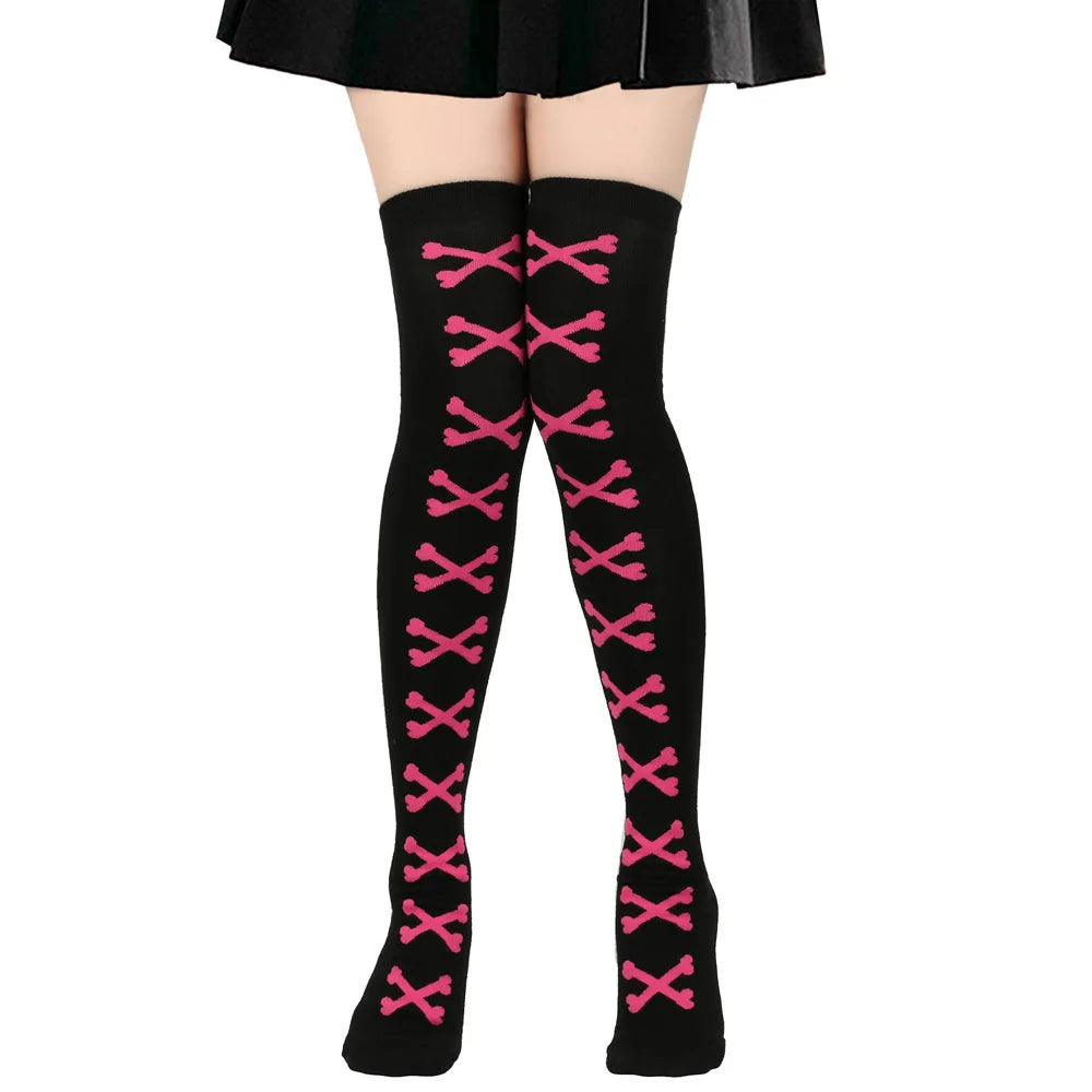 Heart Crossbones Over-Knee Thigh-High Socks