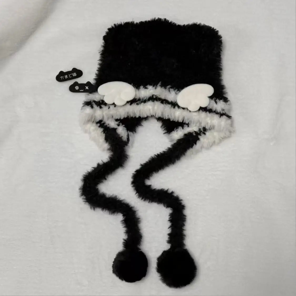 Cat Ear Knit Beanie with Angel Wings