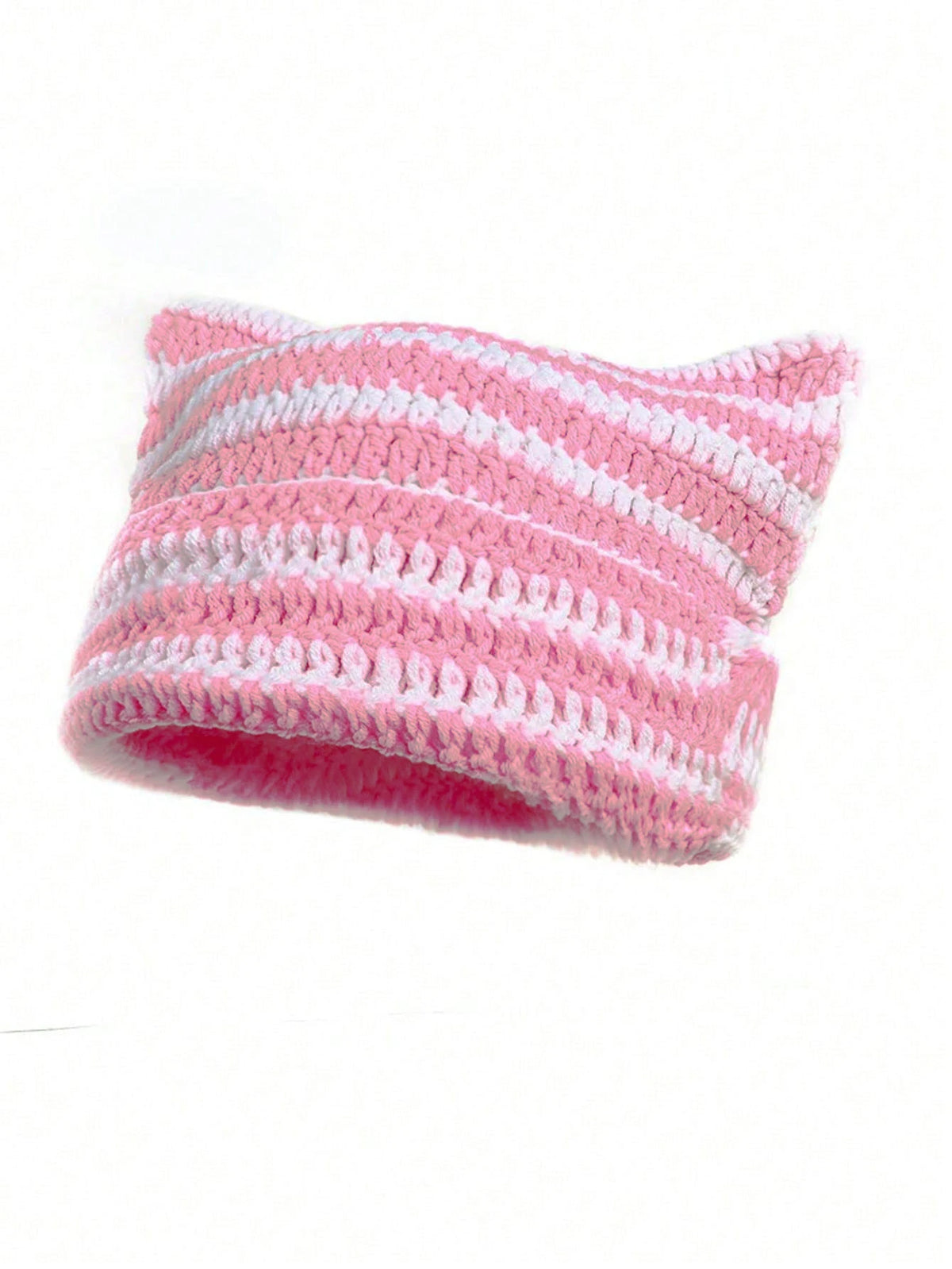 Striped Cat Ear Crochet Beanie