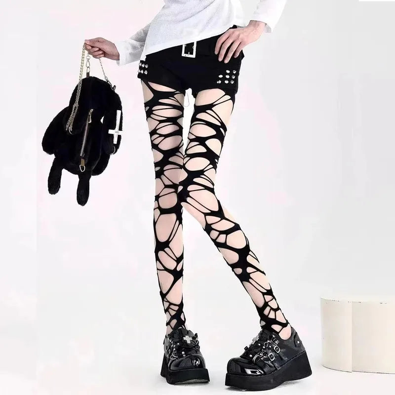 Ripped Fishnet Tights (Black)